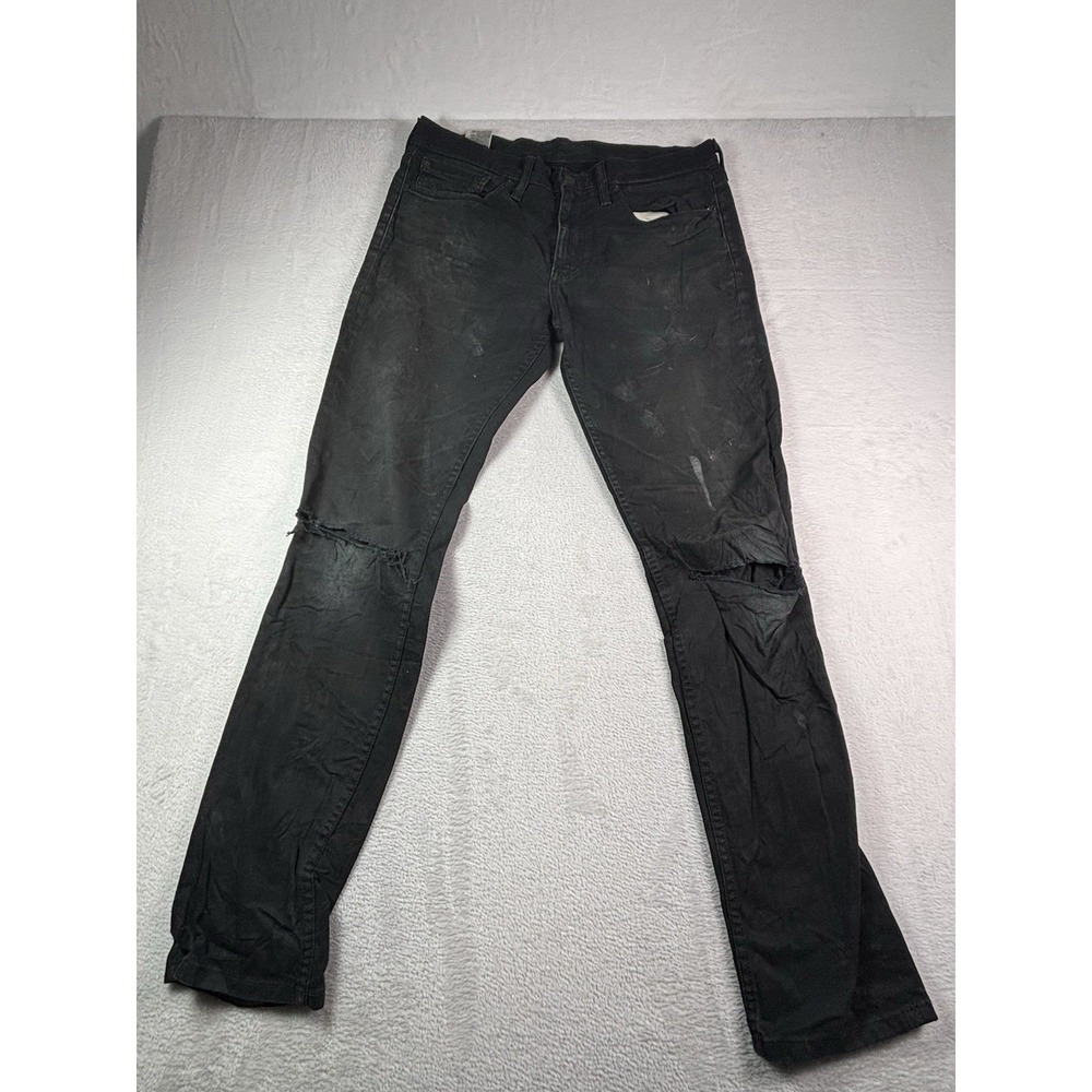 Levi's 511 Mens Jeans 34X34 Black Denim Thrashed Distressed Outdoor Workwear